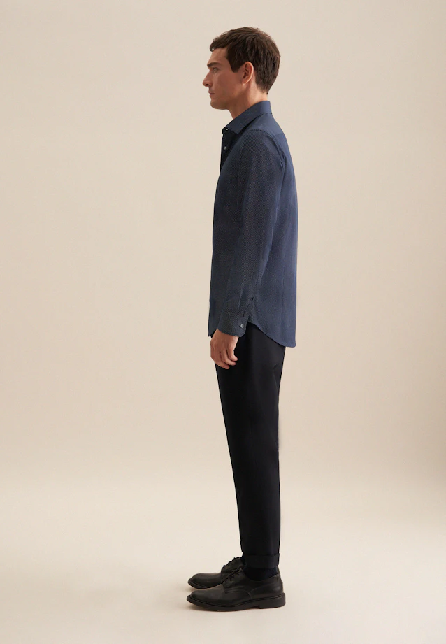 Shaped Business shirt Points in Dark Blue |  Seidensticker Onlineshop