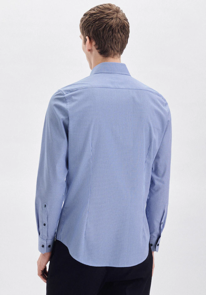 Slim Business Hemd Karo in Mittelblau | Seidensticker Onlineshop