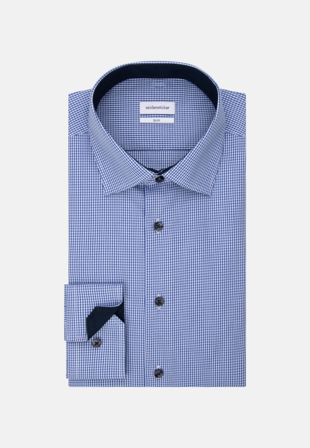 Non-iron Popeline Business overhemd in Slim with Kentkraag in Middelmatig Blauw |  Seidensticker Onlineshop