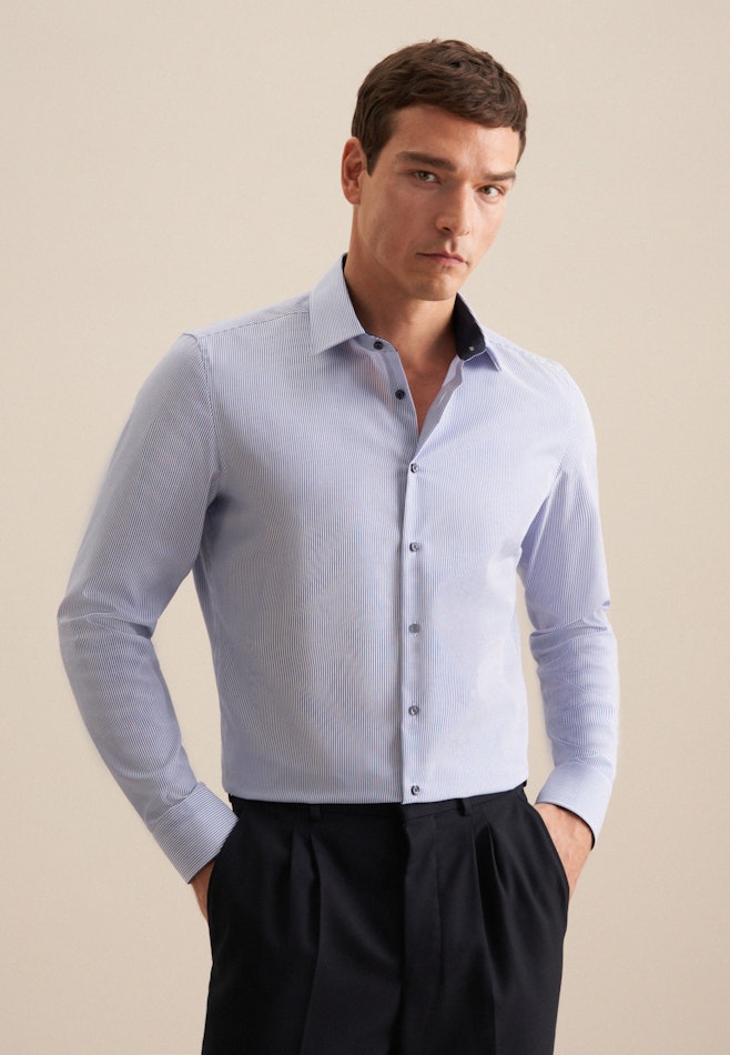 Chemise Business Slim Popeline Col Kent dans Bleu Moyen | Boutique en ligne Seidensticker