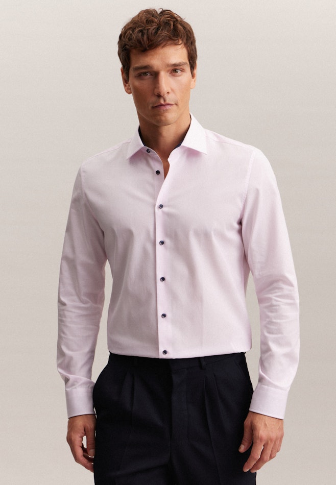 Non-iron Poplin Business Shirt in Slim with Kent-Collar in Pink | Seidensticker online shop