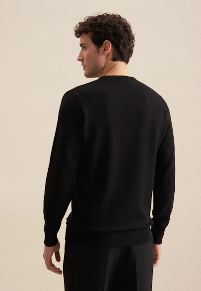 Rundhals Pullover  , Uni in Schwarz |  Seidensticker Onlineshop