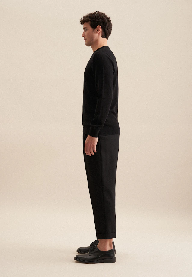 Round neck Pullover  , Uni in Black |  Seidensticker Onlineshop