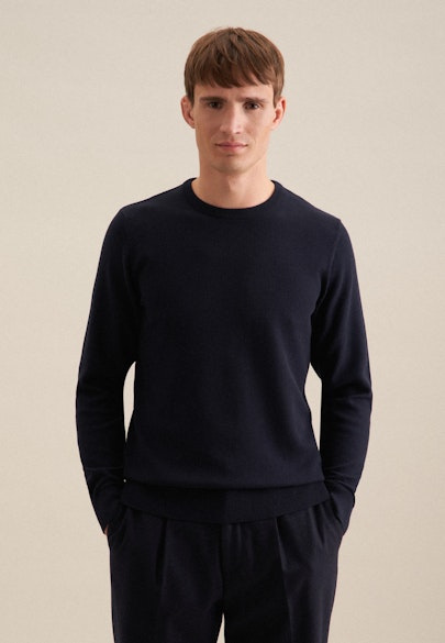 Round neck Pullover  , Uni in Dark Blue |  Seidensticker Onlineshop