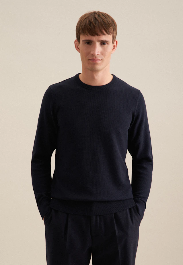 Rundhals Pullover  , Uni in Dunkelblau |  Seidensticker Onlineshop