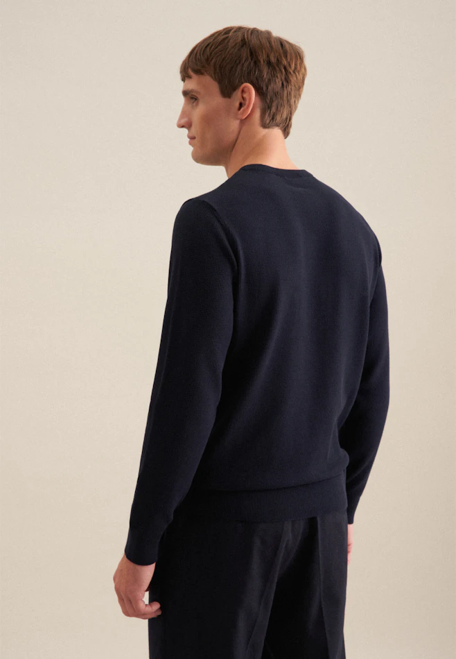 Regular Pull-over Uni dans Bleu Foncé | Boutique en ligne Seidensticker