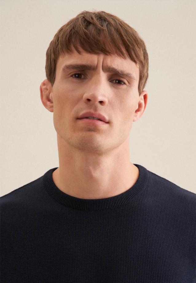 Rundhals Pullover  , Uni in Dunkelblau |  Seidensticker Onlineshop
