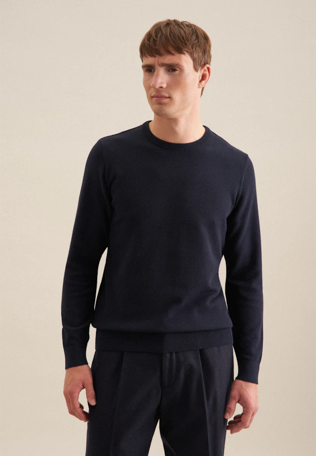 Rundhals Pullover  , Uni in Dunkelblau |  Seidensticker Onlineshop