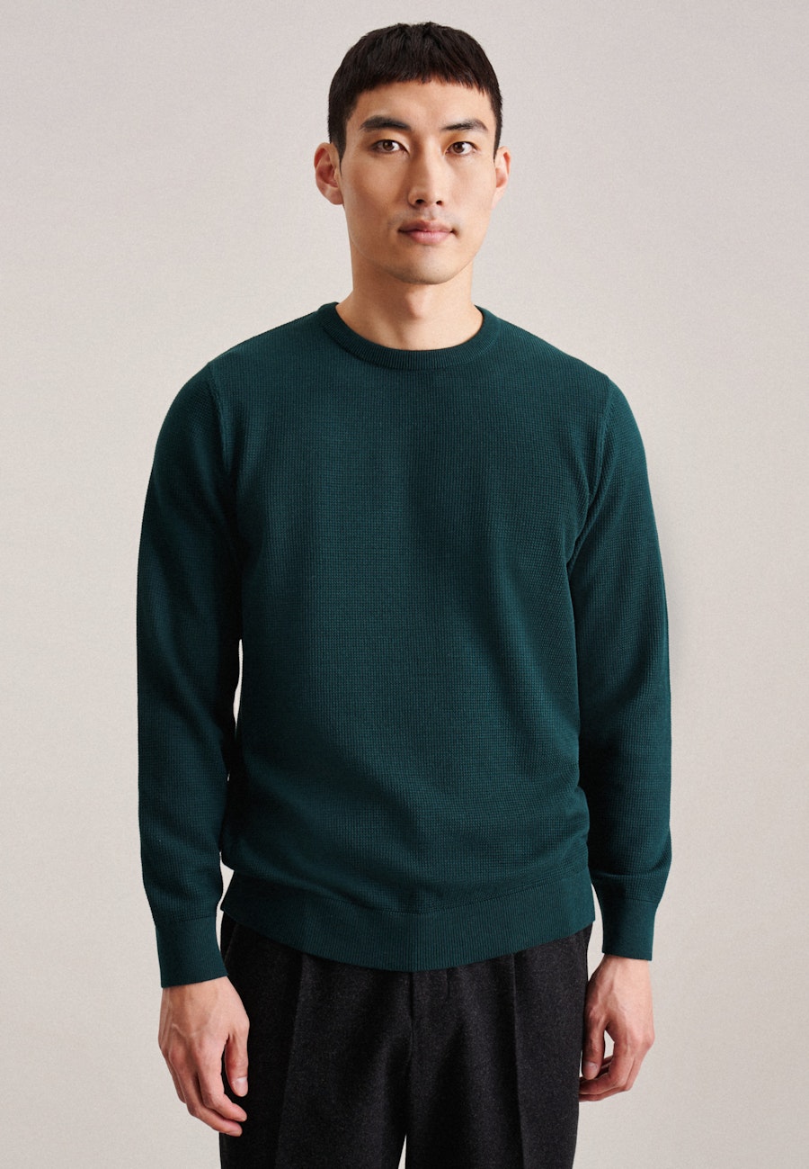 Rundhals Pullover Regular fit in Grün |  Seidensticker Onlineshop