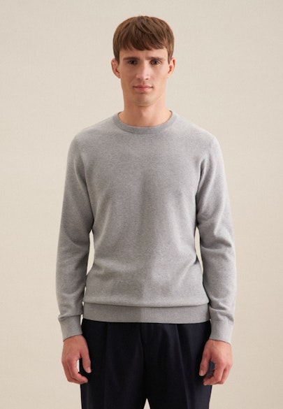 Round neck Pullover  , Uni in Grey |  Seidensticker Onlineshop