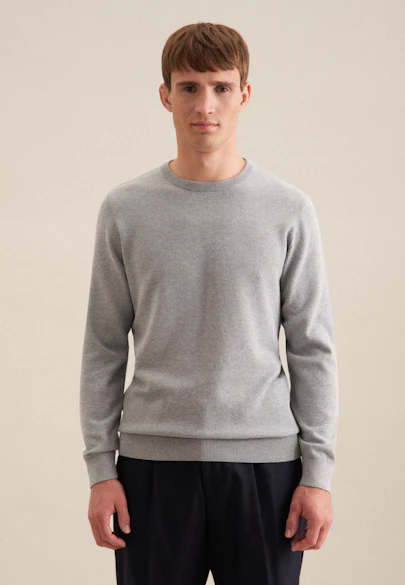 Rundhals Pullover  , Uni in Grau |  Seidensticker Onlineshop