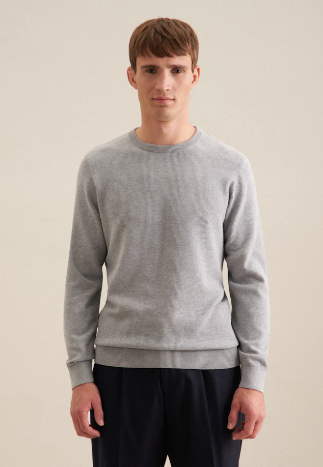 Regular Pull-over Uni dans Gris | Boutique en ligne Seidensticker