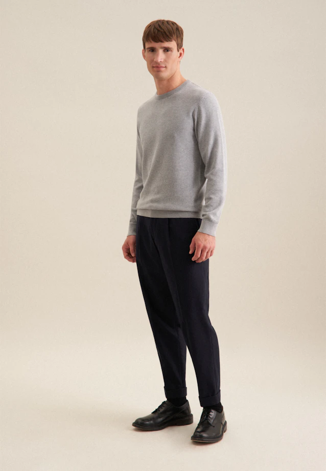 Rundhals Pullover  , Uni in Grau |  Seidensticker Onlineshop