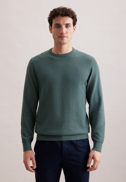 Round neck Pullover  , Uni in Green |  Seidensticker Onlineshop