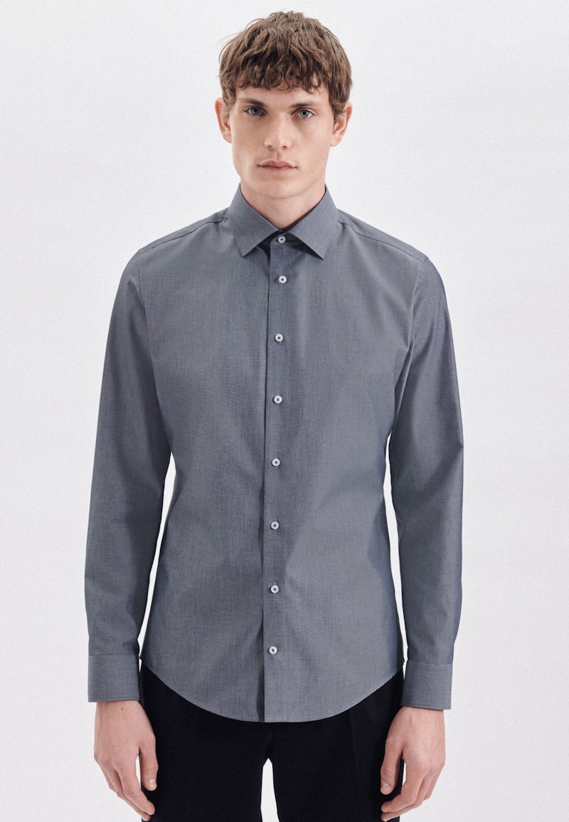Non-iron Chambray Business Shirt in Slim with Kent-Collar