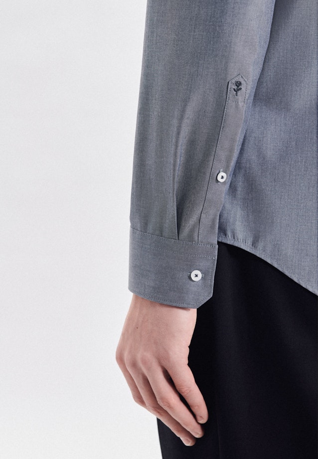 Non-iron Chambray Business Shirt in Slim with Kent-Collar in Dark Blue |  Seidensticker Onlineshop