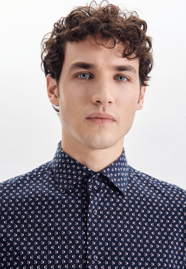 Shaped Performancehemd Druck in Dunkelblau |  Seidensticker Onlineshop