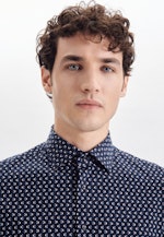 Shaped Performancehemd Druck in Dunkelblau |  Seidensticker Onlineshop