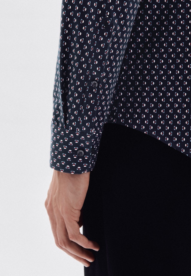 Shaped Performancehemd Druck in Dunkelblau |  Seidensticker Onlineshop