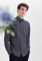 Shaped Performancehemd Druck in Dunkelblau |  Seidensticker Onlineshop