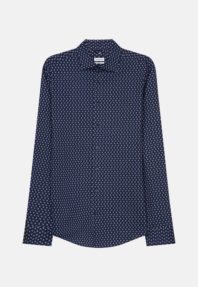 Shaped Performancehemd Druck in Dunkelblau |  Seidensticker Onlineshop