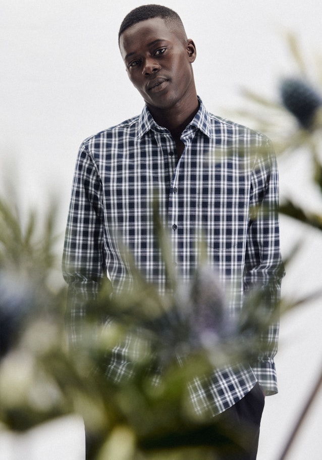 Regular Casual Shirt Check in Dark Blue | Seidensticker Onlineshop