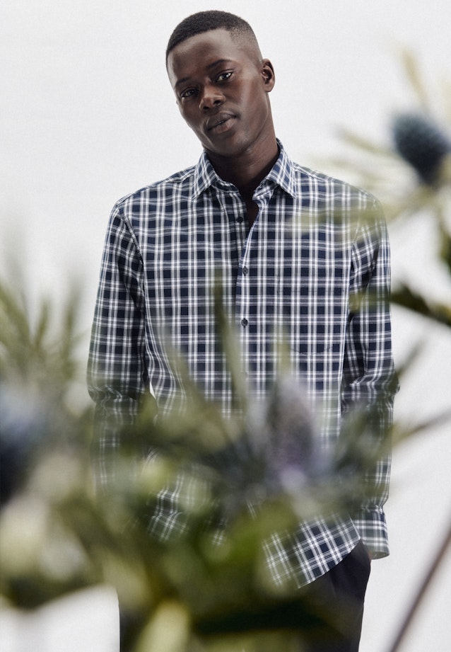 Regular Casual Hemd Karo in Dunkelblau |  Seidensticker Onlineshop