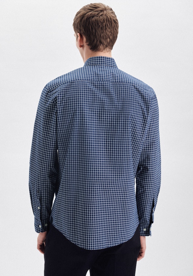 Casual Shirt in Regular with Button-Down-Kraag in Middelmatig Blauw |  Seidensticker Onlineshop