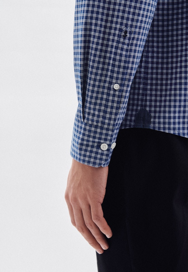 Regular Casual Hemd Karo in Mittelblau |  Seidensticker Onlineshop