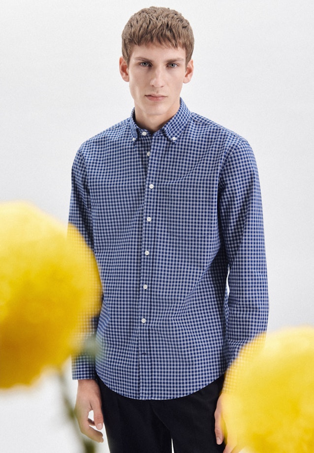 Regular Chemise décontractée carreaux in Bleu Moyen |  Seidensticker Onlineshop