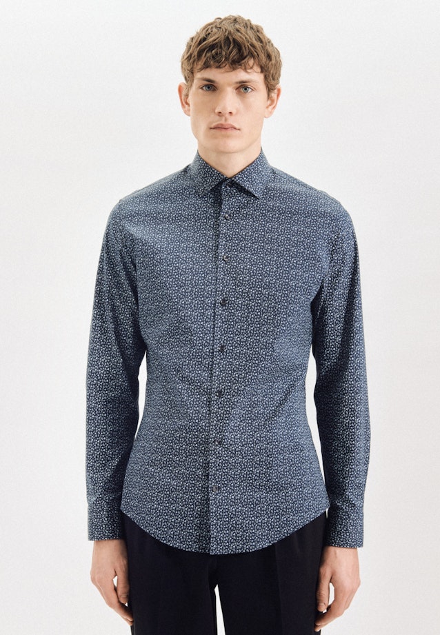 Slim Performance shirt Print in Dark Blue |  Seidensticker Onlineshop
