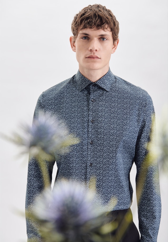 Slim Performance shirt Print in Dark Blue |  Seidensticker Onlineshop