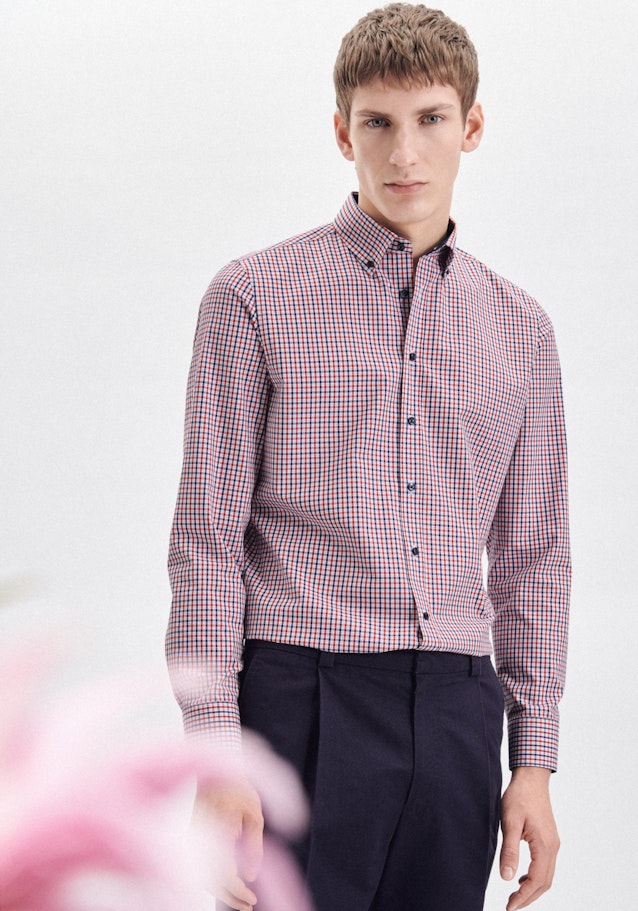 Non-iron Poplin Business Shirt in Slim with Button-Down-Collar in Red |  Seidensticker Onlineshop