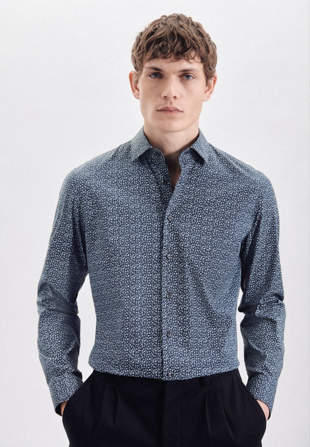 Chemise performance Shaped Twill (sergé) Col Kent in Bleu Foncé |  Seidensticker Onlineshop