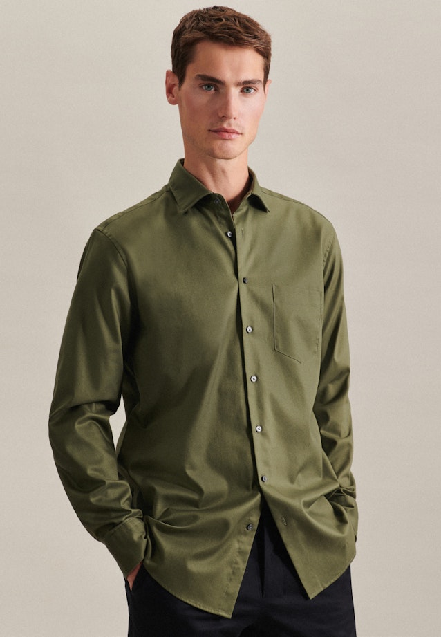 Regular Business shirt Uni in Green |  Seidensticker Onlineshop