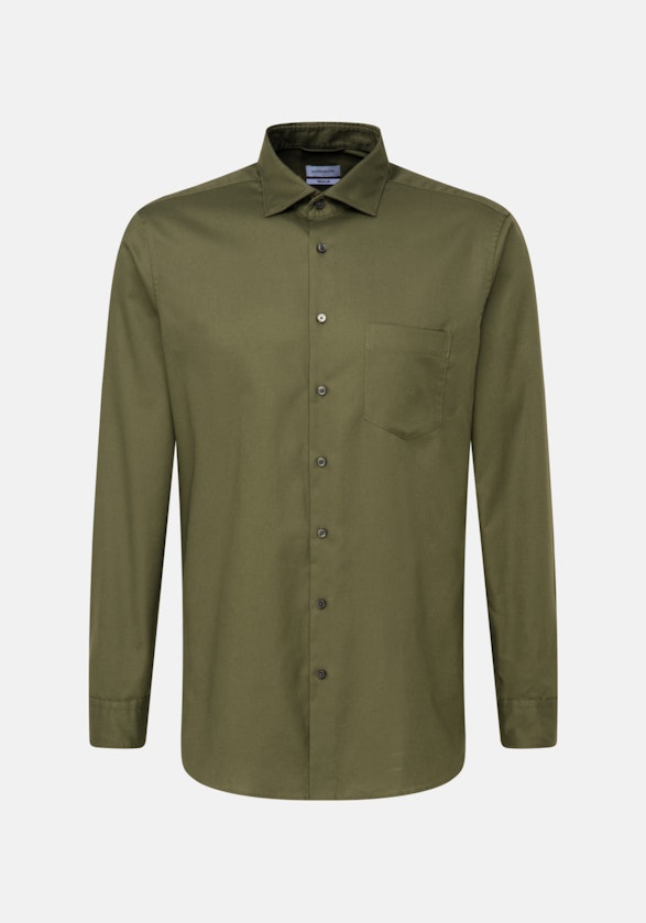 Bügelleichtes Twill Business Hemd in Regular mit Kentkragen in Grün |  Seidensticker Onlineshop