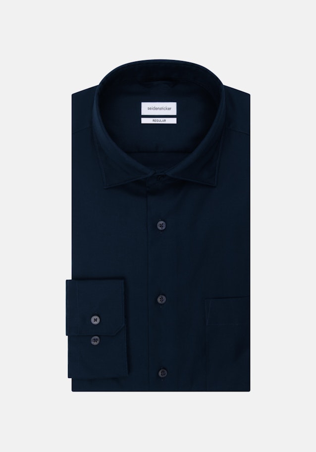 Bügelleichtes Twill Business Hemd in Regular mit Kentkragen in Dunkelblau |  Seidensticker Onlineshop