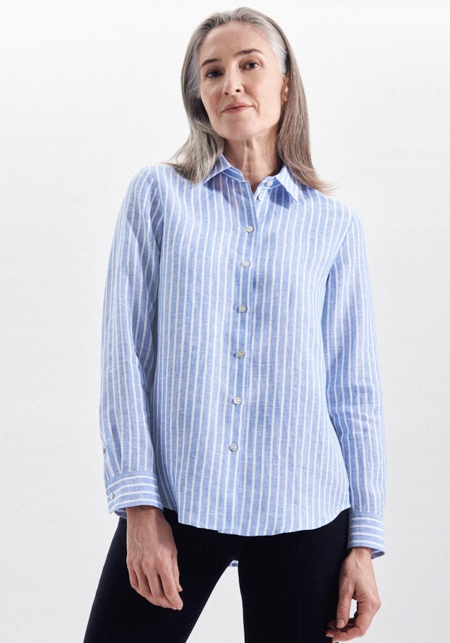 Long sleeve Linen Shirt Blouse in Dark Blue | Seidensticker Onlineshop