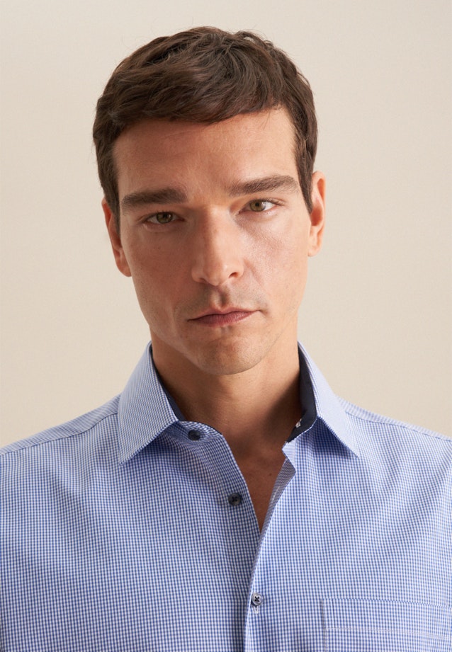 Regular Chemise d'affaires carreaux in Bleu Moyen |  Seidensticker Onlineshop