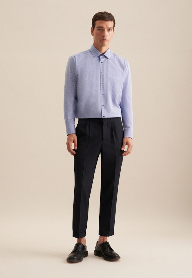 Regular Chemise d'affaires carreaux in Bleu Moyen |  Seidensticker Onlineshop