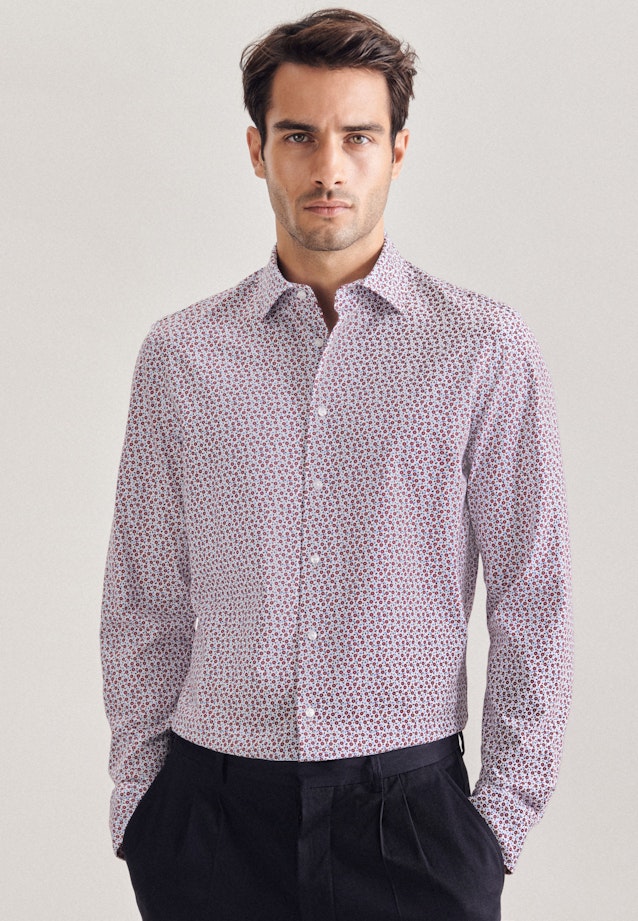 Slim Performancehemd Druck in Rot |  Seidensticker Onlineshop