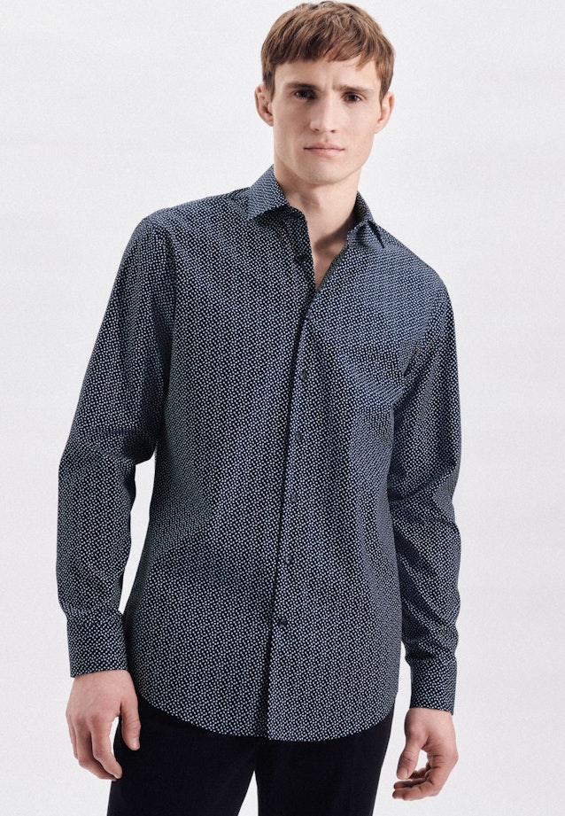 Regular Business shirt Print in Dark Blue |  Seidensticker Onlineshop