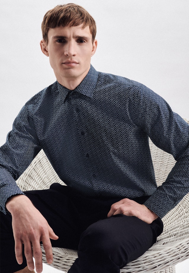 Regular Business shirt Print in Dark Blue |  Seidensticker Onlineshop