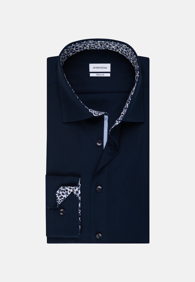 Non-iron Poplin Business Shirt in Regular with Kent-Collar in Dark Blue |  Seidensticker Onlineshop