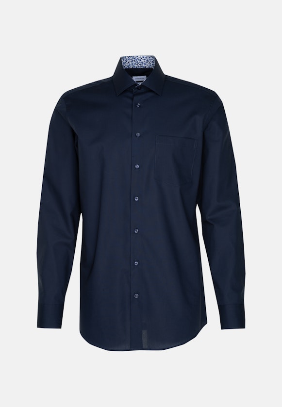 Non-iron Poplin Business Shirt in Regular with Kent-Collar in Dark Blue |  Seidensticker Onlineshop