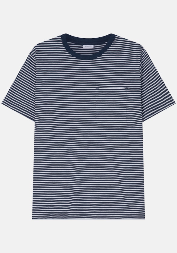 T-Shirt Regular Manche Longue in Bleu Moyen |  Seidensticker Onlineshop