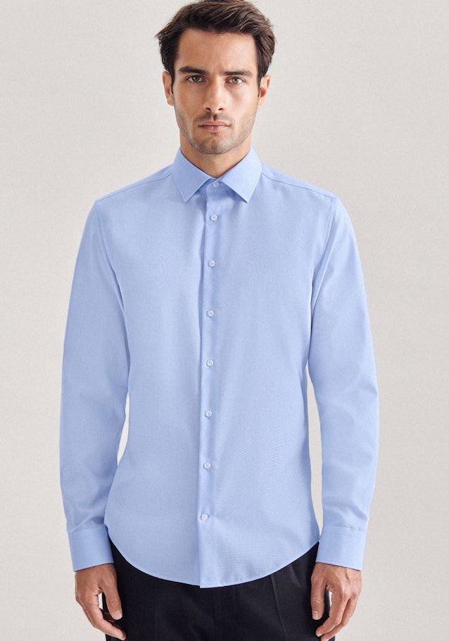 Non-iron Poplin Business Shirt in X-Slim with Kent-Collar in Medium Blue | Seidensticker Onlineshop