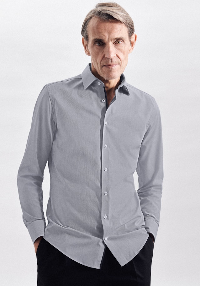 Non-iron Mille Rayé Business Shirt in Slim with Kent-Collar in Dark Blue | Seidensticker Onlineshop