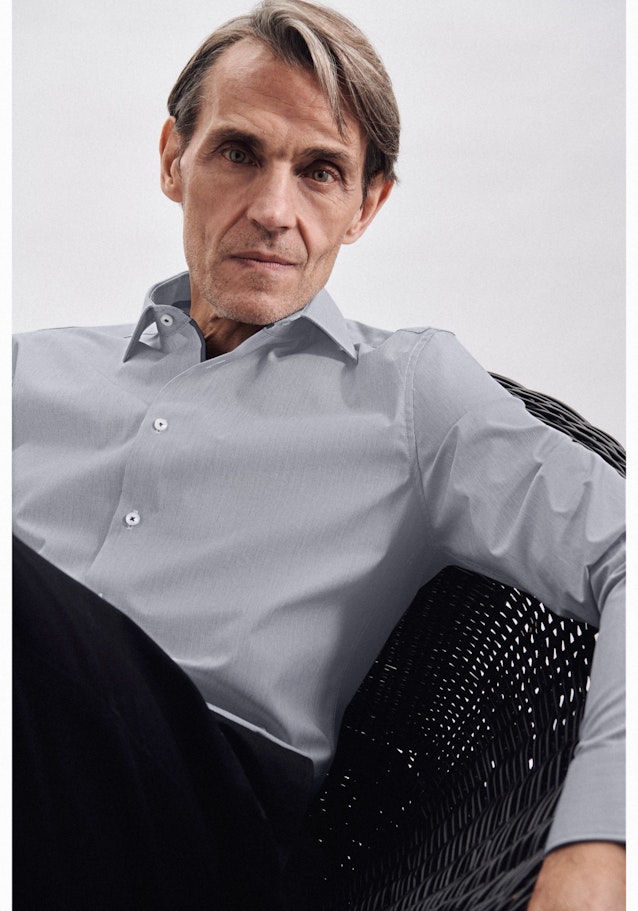 Non-iron Mille Rayé Business Shirt in Slim with Kent-Collar in Dark Blue |  Seidensticker Onlineshop