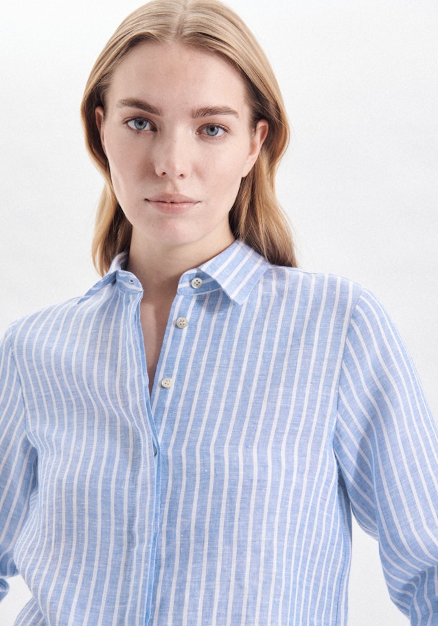 3/4-sleeve Linen Shirt Blouse in Dark Blue |  Seidensticker Onlineshop